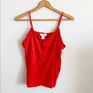 Urban Romantics Red Ruffle Button down Top